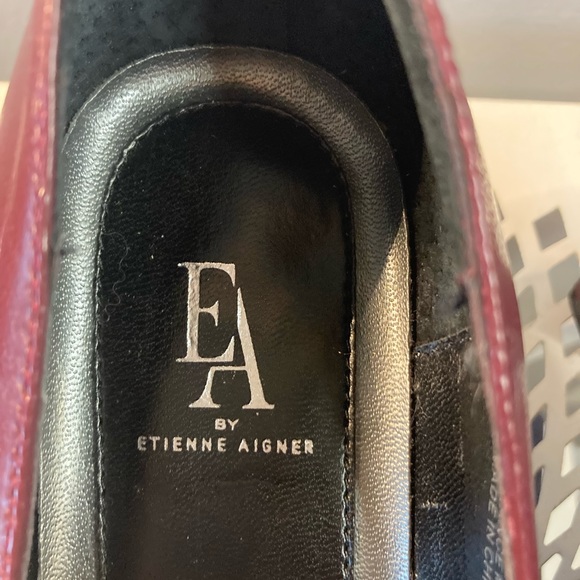 EA by Etienne Aigner Burgundy Halt Leather Pumps 8.5 Block Heels. - Picture 5 of 7